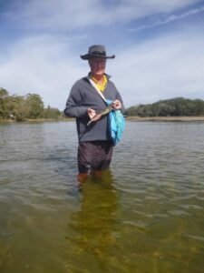 Rodney with his flat-head he caught at Lake Cathie