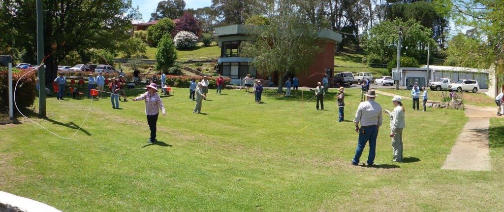Casting for Recovery participants practising before moving on to the dams to fish