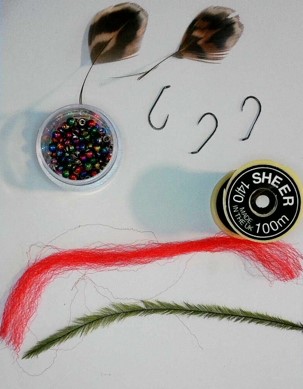 Materials used in Fed's Mallefowl Soft Hackle Red Tag.